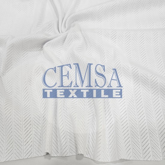 Optic White Pointelle Rib / Transfer Rib Fabric 100% Cotton | Model-9 Cemsa Textile