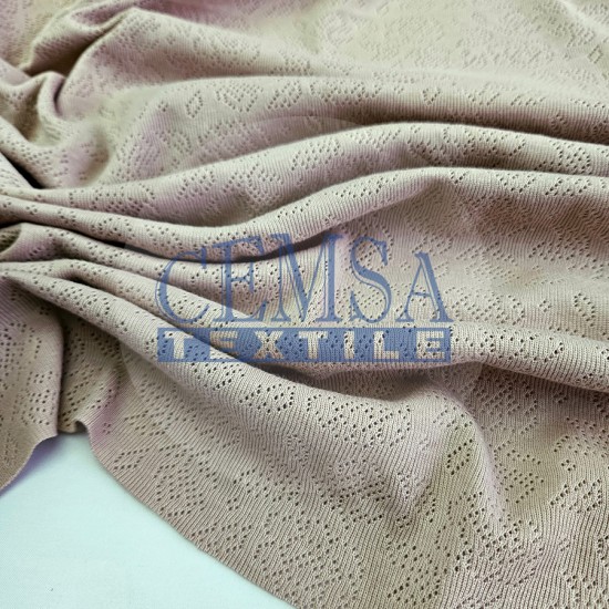 Brown Pointelle Rib / Transfer Rib Fabric 100% Cotton | Rose Cemsa Textile
