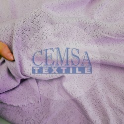 Lilac Pointelle Rib / Transfer Rib Fabric 100% Cotton | Rose