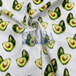 Printed Kashkorse Fabric | 94% Cot 6% Ea | Avocado Printed Kashkorse Fabric | 94% Cot 6% Ea | Avocado