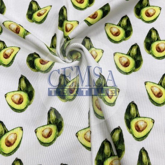 Printed Kashkorse Fabric | 94% Cot 6% Ea | Avocado Cemsa Textile