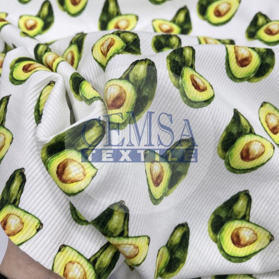 Printed Kashkorse Fabric | 94% Cot 6% Ea | Avocado Cemsa Textile