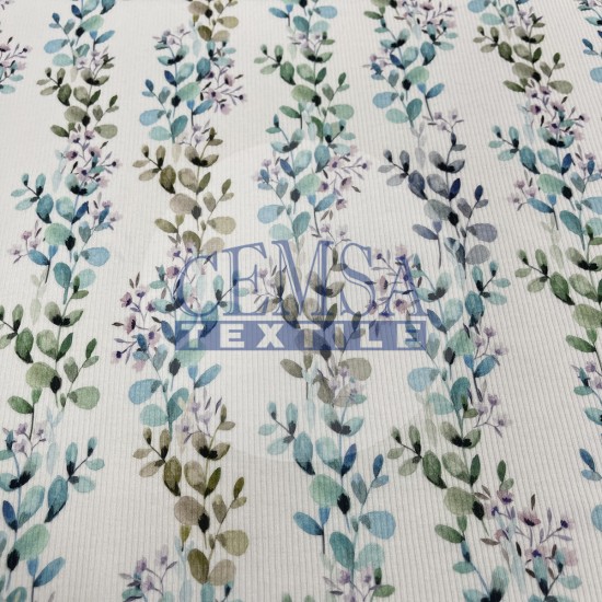 Printed Kashkorse Fabric | 94% Cot 6% Ea | Blue Bough Cemsa Textile