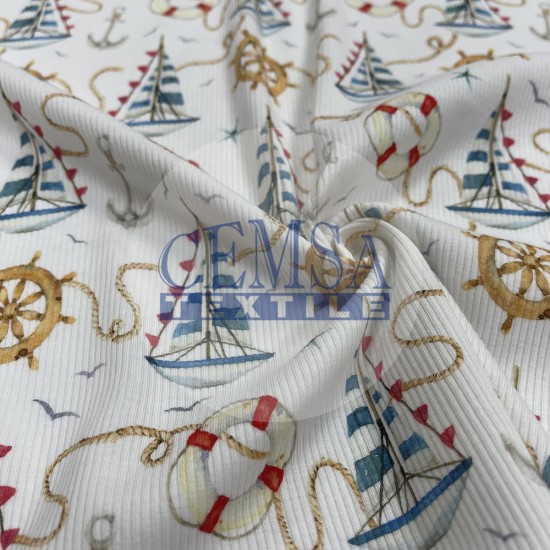 Printed Kashkorse Fabric | 94% Cot 6% Ea | Boat Cemsa Textile