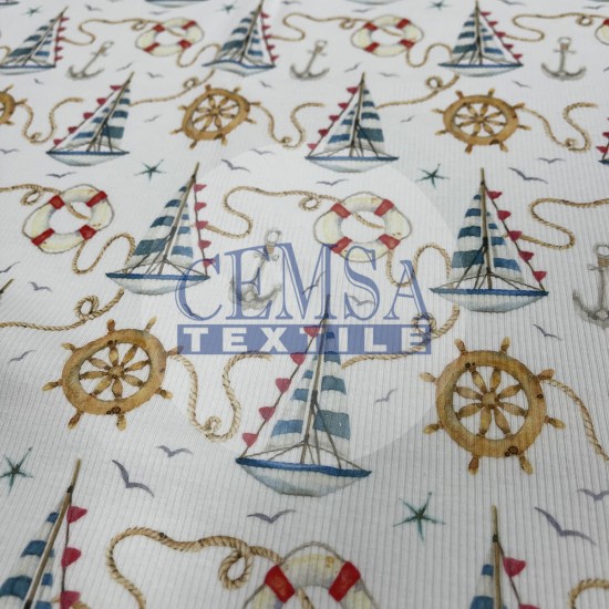 Printed Kashkorse Fabric | 94% Cot 6% Ea | Boat Cemsa Textile