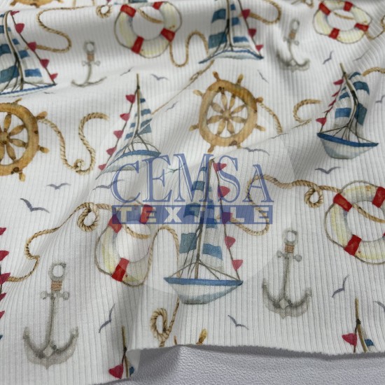 Printed Kashkorse Fabric | 94% Cot 6% Ea | Boat Cemsa Textile