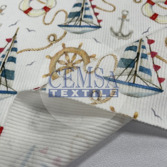Printed Kashkorse Fabric | 94% Cot 6% Ea | Boat Cemsa Textile
