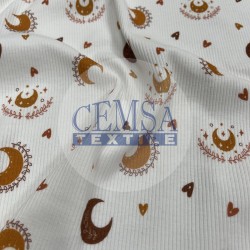 Printed Kashkorse Fabric | 94% Cot 6% Ea | Moon Printed Kashkorse Fabric | 94% Cot 6% Ea | Moon