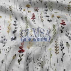 Printed Kashkorse Fabric | 94% Cot 6% Ea | Sprig Printed Kashkorse Fabric | 94% Cot 6% Ea | Sprig