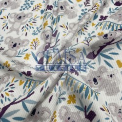 Printed Kashkorse Fabric | 94% Cot 6% Ea | Koala Printed Kashkorse Fabric | 94% Cot 6% Ea | Koala