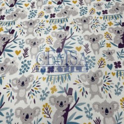 Printed Kashkorse Fabric | 94% Cot 6% Ea | Koala Printed Kashkorse Fabric | 94% Cot 6% Ea | Koala