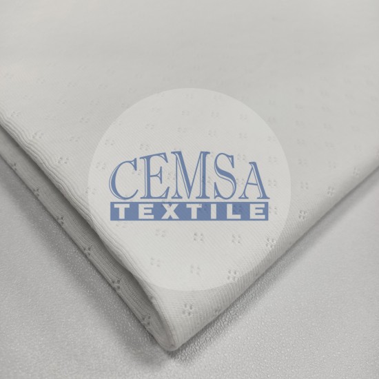 Transfer Rib Fabric | 100% Cotton | White Crystal Cemsa Textile