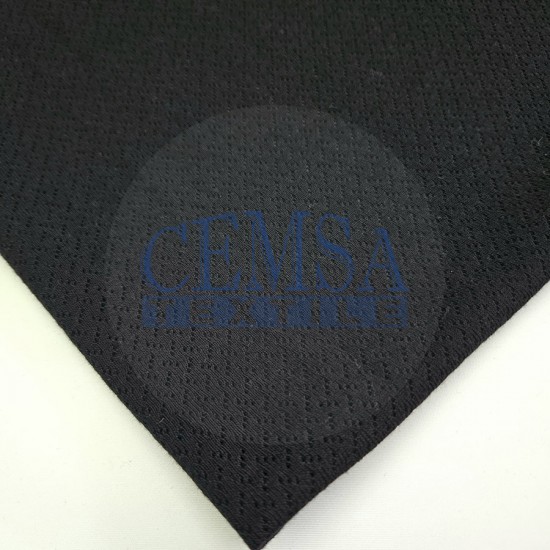 Black Pointelle Rib / Transfer Rib Fabric 100% Cotton | Diagonal Cemsa Textile