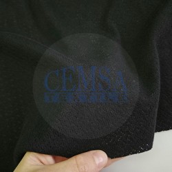 Black Pointelle Rib / Transfer Rib Fabric 100% Cotton | Diagonal