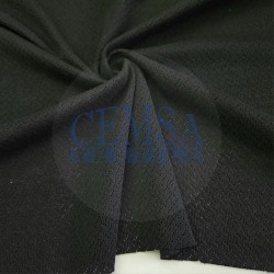 Black Pointelle Rib / Transfer Rib Fabric 100% Cotton | Diagonal