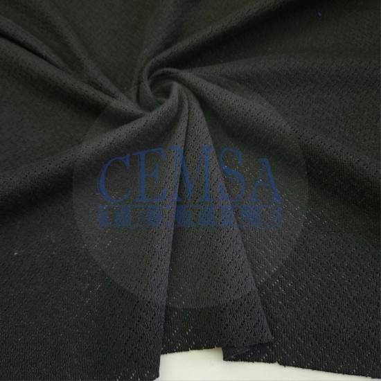 Black Pointelle Rib / Transfer Rib Fabric 100% Cotton | Diagonal Cemsa Textile