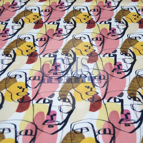 Sateen S_233050 Printed Sateen Fabric | 100% Cotton| Face Drawing 233050