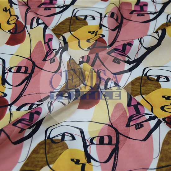 Sateen S_233050 Printed Sateen Fabric | 100% Cotton| Face Drawing 233050