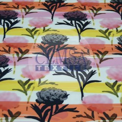 Printed Sateen Fabric | 100% Cotton| Black-Pink Flower 233071 Printed Sateen Fabric | 100% Cotton| Black-Pink Flower 233071