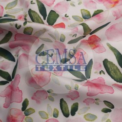 Printed Silky Sateen Fabric | 100% Cotton| Watercolor Flower 233082