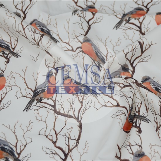 Sateen S_566058 Printed Sateen Fabric | 100% Cotton| Birds 566058