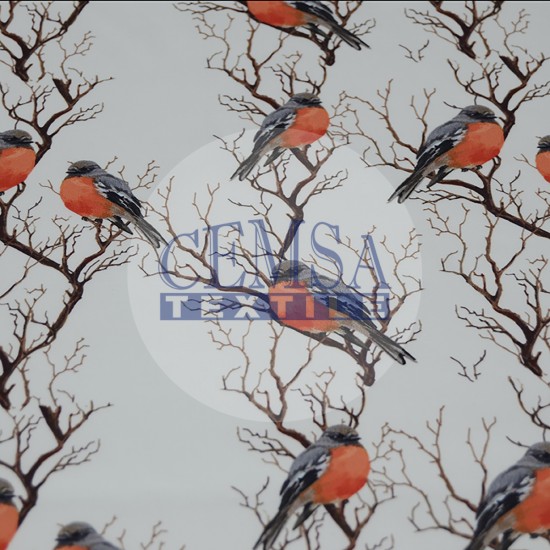 Sateen S_566058 Printed Sateen Fabric | 100% Cotton| Birds 566058