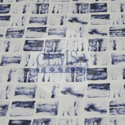 Printed Sateen Fabric | 100% Cotton| Watercolor Square 566135