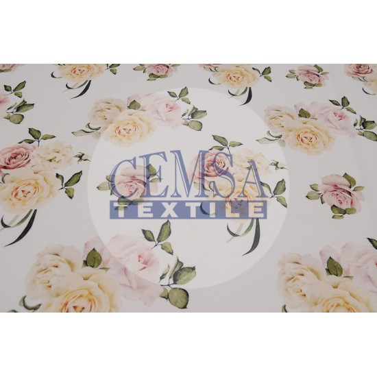 Printed Sateen Fabric | 100% Cotton | Rose Cemsa Textile