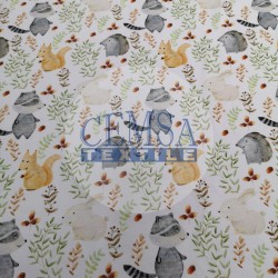 Printed Single Jersey | 95% Cot 5% Ea | Tree Animals