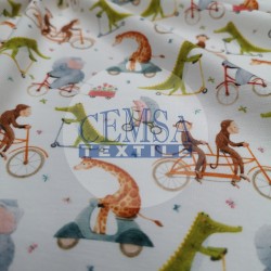 Printed Single Jersey | 95% Cot 5% Ea | Little Fun Animals