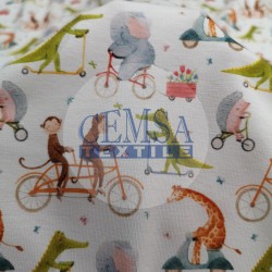 Printed Single Jersey | 95% Cot 5% Ea | Little Fun Animals