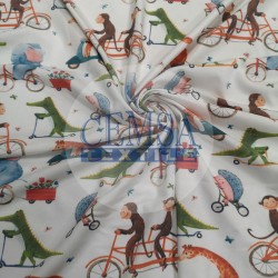 Printed Single Jersey | 95% Cot 5% Ea | Fun Animals