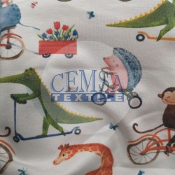 Printed Single Jersey | 95% Cot 5% Ea | Fun Animals