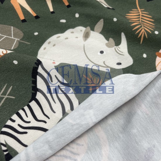 Printed Single Jersey | 95% Cot 5% Ea | Animals Cemsa Textile