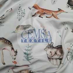 Printed Single Jersey | 95% Cot 5% Ea | Forest Animals