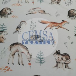 Printed Single Jersey | 95% Cot 5% Ea | Forest Animals