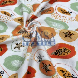 Printed Single Jersey | 95% Cot 5% Ea | Papaya