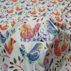 Printed Single Jersey | 95% Cot 5% Ea | Colorful Birds