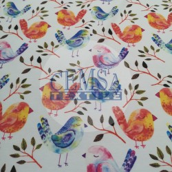Printed Single Jersey | 95% Cot 5% Ea | Colorful Birds