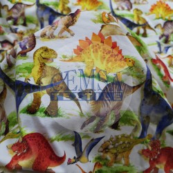 Printed Single Jersey | 95% Cot 5% Ea | Colorful Dinosaur