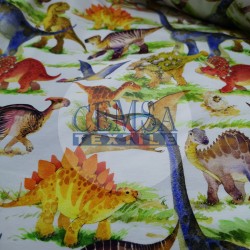 Printed Single Jersey | 95% Cot 5% Ea | Colorful Dinosaur