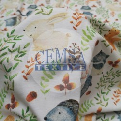 Printed Single Jersey | 95% Cot 5% Ea | Cute Forest Animals