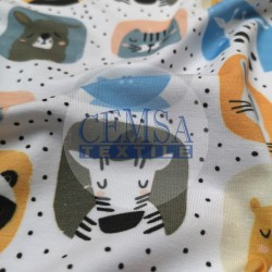 Printed Single Jersey | 95% Cot 5% Ea | Sleepy Animals