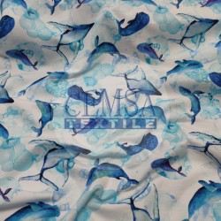 Printed Single Jersey | 95% Cot 5% Ea | Whales