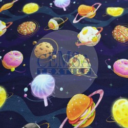 Printed Single Jersey | 95% Cot 5% Ea | Food Planets