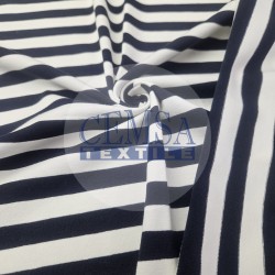 Yarn Dyed Stripe Single Jersey 92% Cot 8% Ea | Navy & White Yarn Dyed Stripe Single Jersey 92% Cot 8% Ea | Navy & White