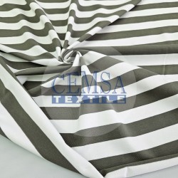 Yarn Dyed Stripe Single Jersey 92% Cot 8% Ea | Haki & Ecru Yarn Dyed Stripe Single Jersey 92% Cot 8% Ea | Haki & Ecru