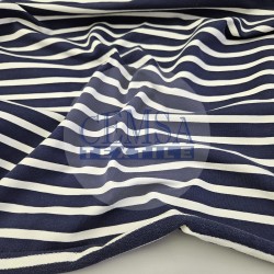 Yarn Dyed Stripe Two Yarn Fleece 95% Cot 5% Ea | Navy & White Yarn Dyed Stripe Two Yarn Fleece 95% Cot 5% Ea | Navy & White