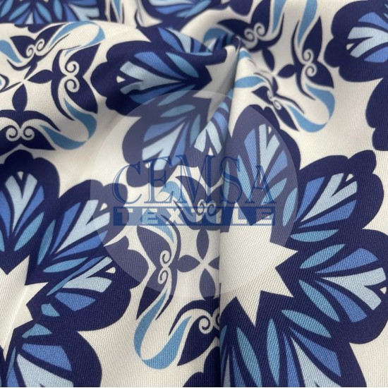 Printed Woven Fabric 100% Viscose | Belmando Blue