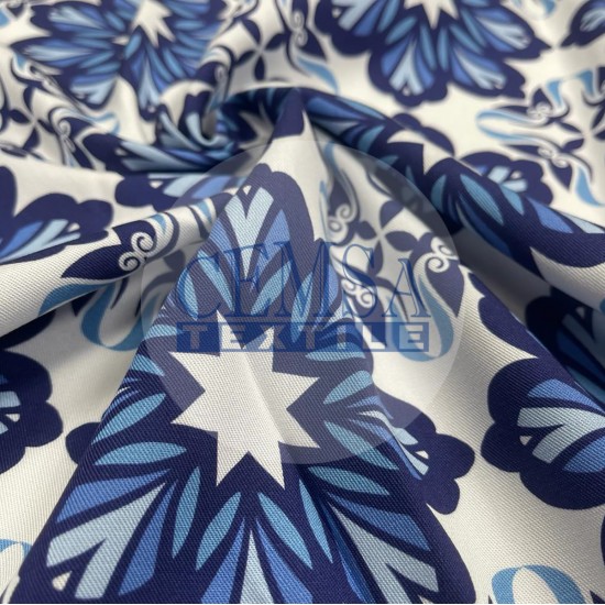 Printed Woven Fabric 100% Viscose | Belmando Blue Cemsa Textile